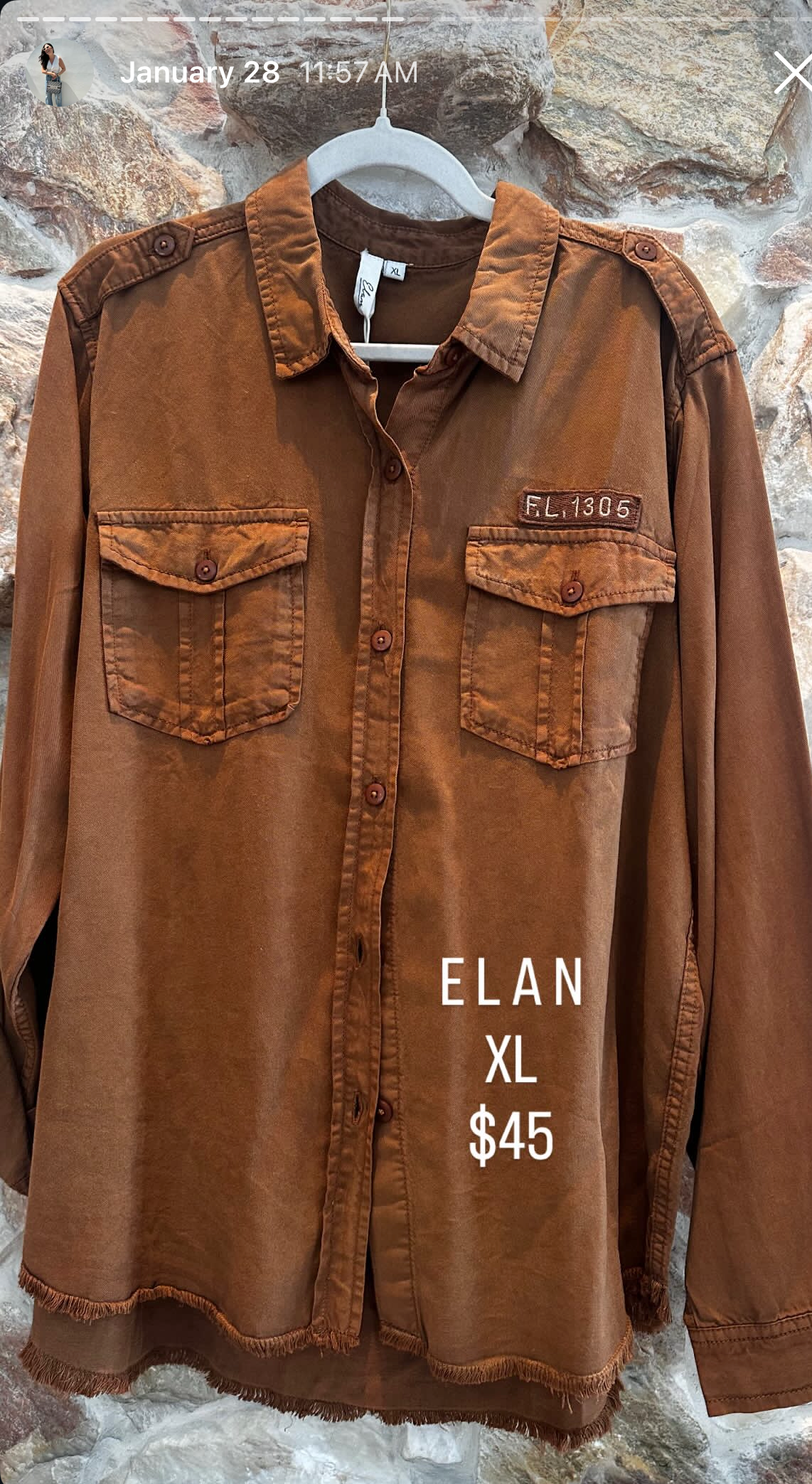 Elan cognac Shirt Jacket size XL