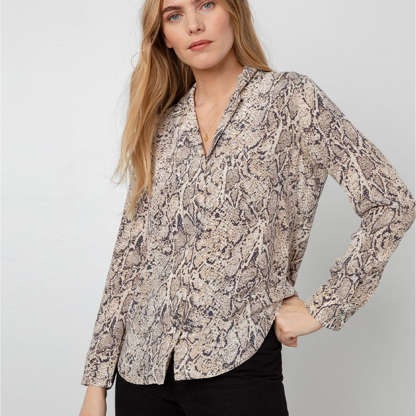 Rails Rebel Silk Snake Print Shirt Size Small