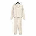 Perfect White Tee Cream Velour Set