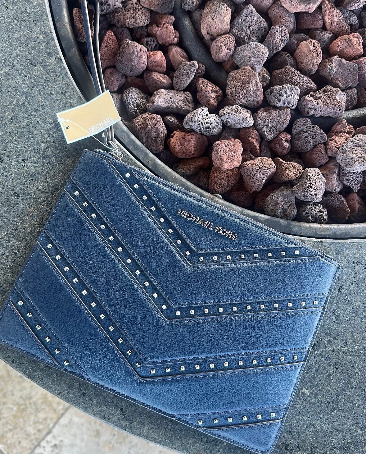 Michael Kors Navy ELLIS Clutch Wristlet