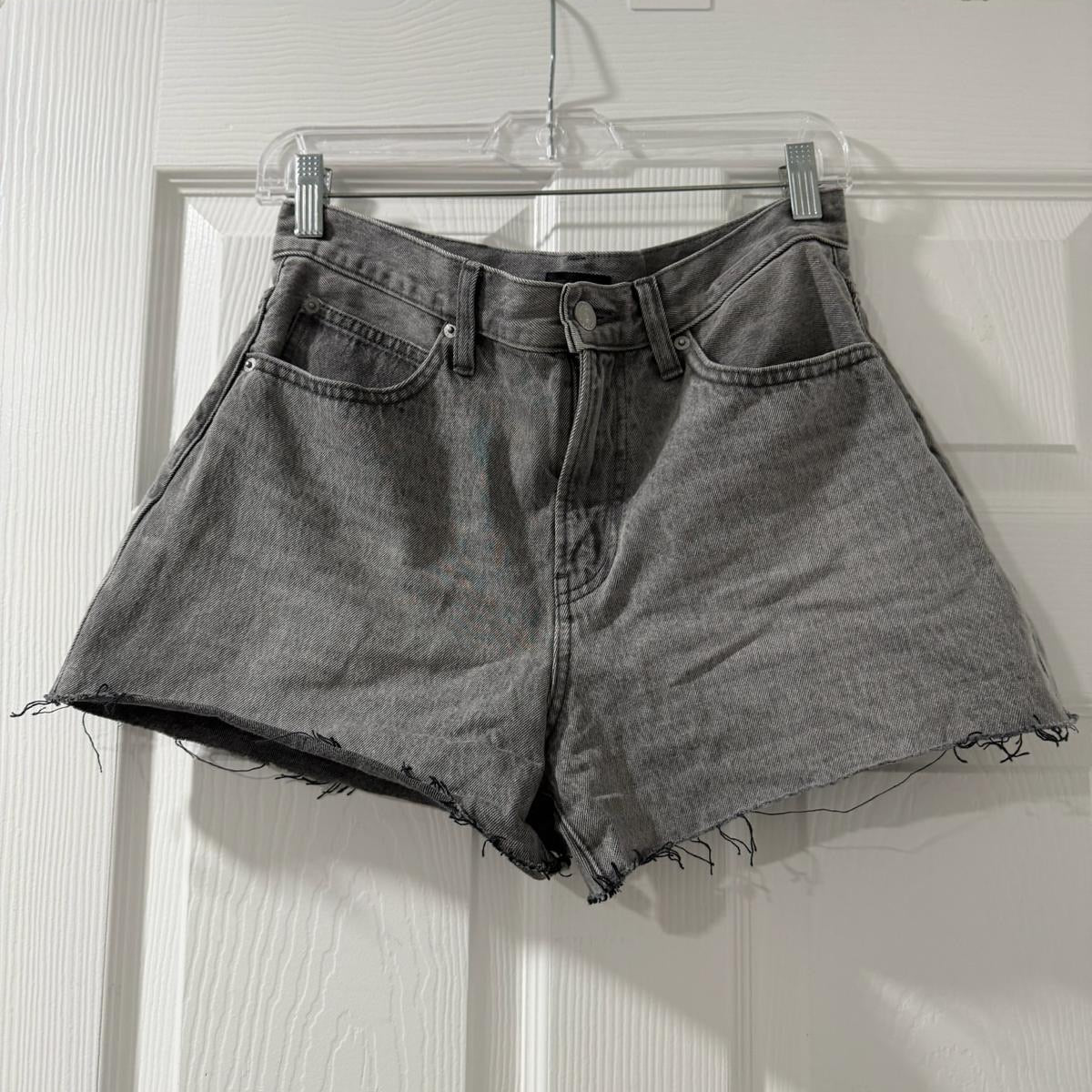 Grey denim shorts