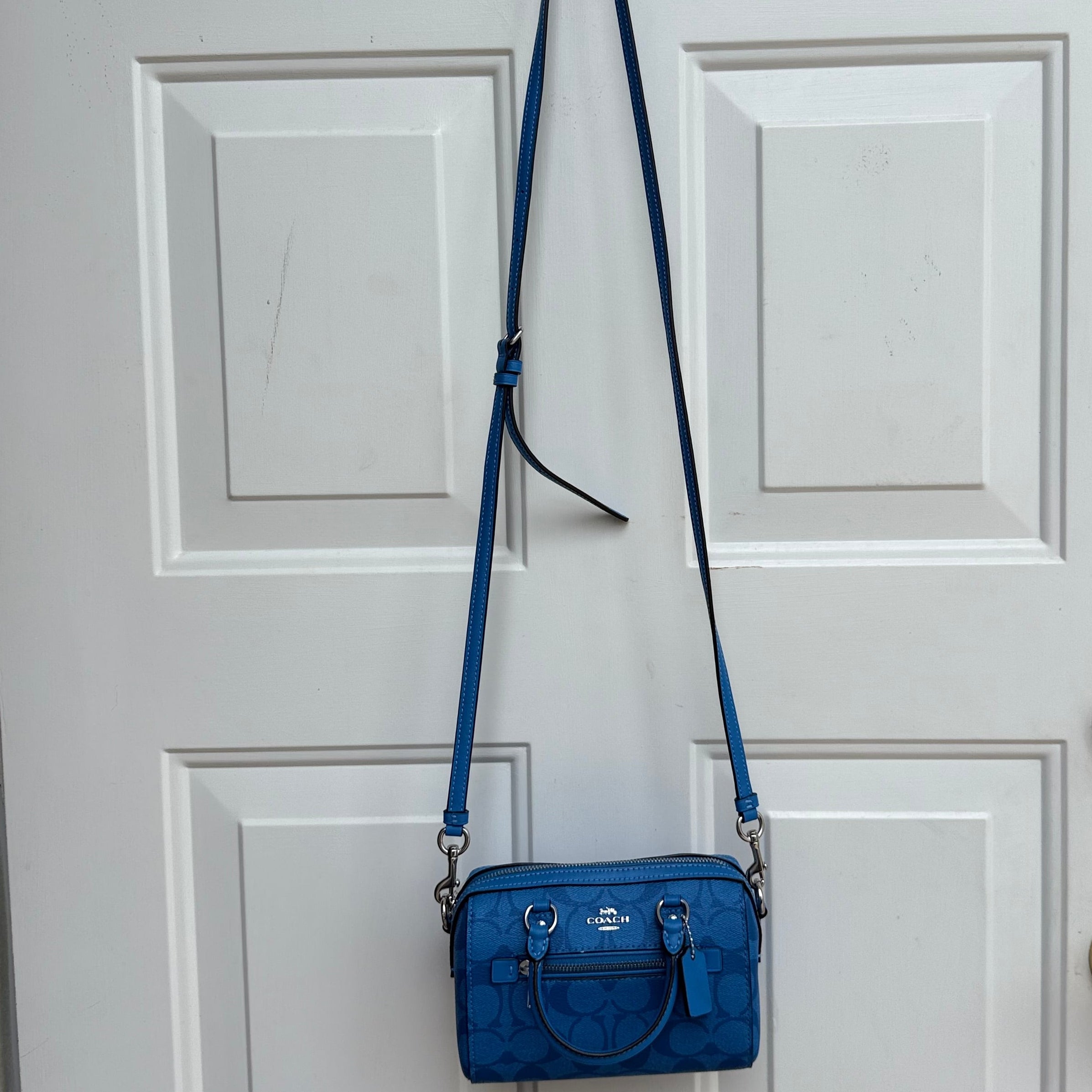 Coach Signature Blue Mini Rowan Satchel
