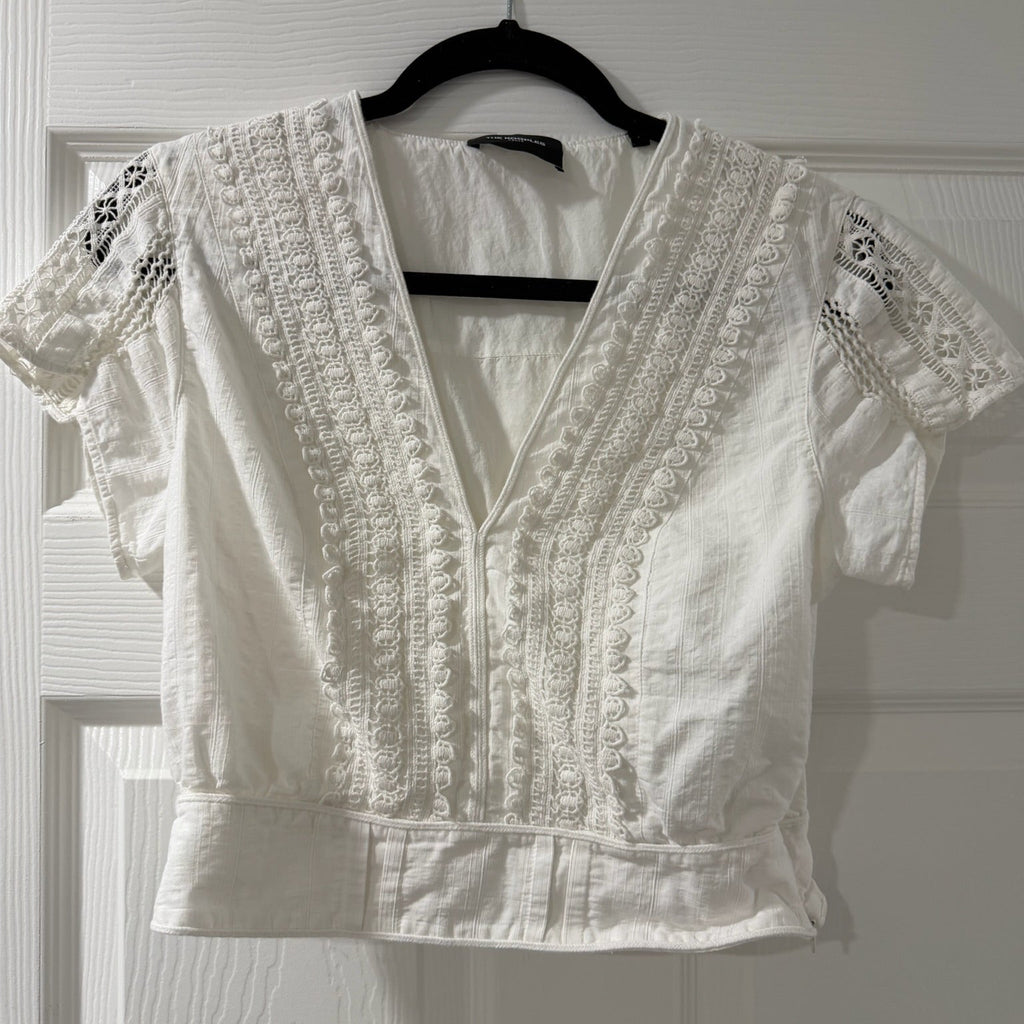 The Kooples White Lace Detail Blouse Size M