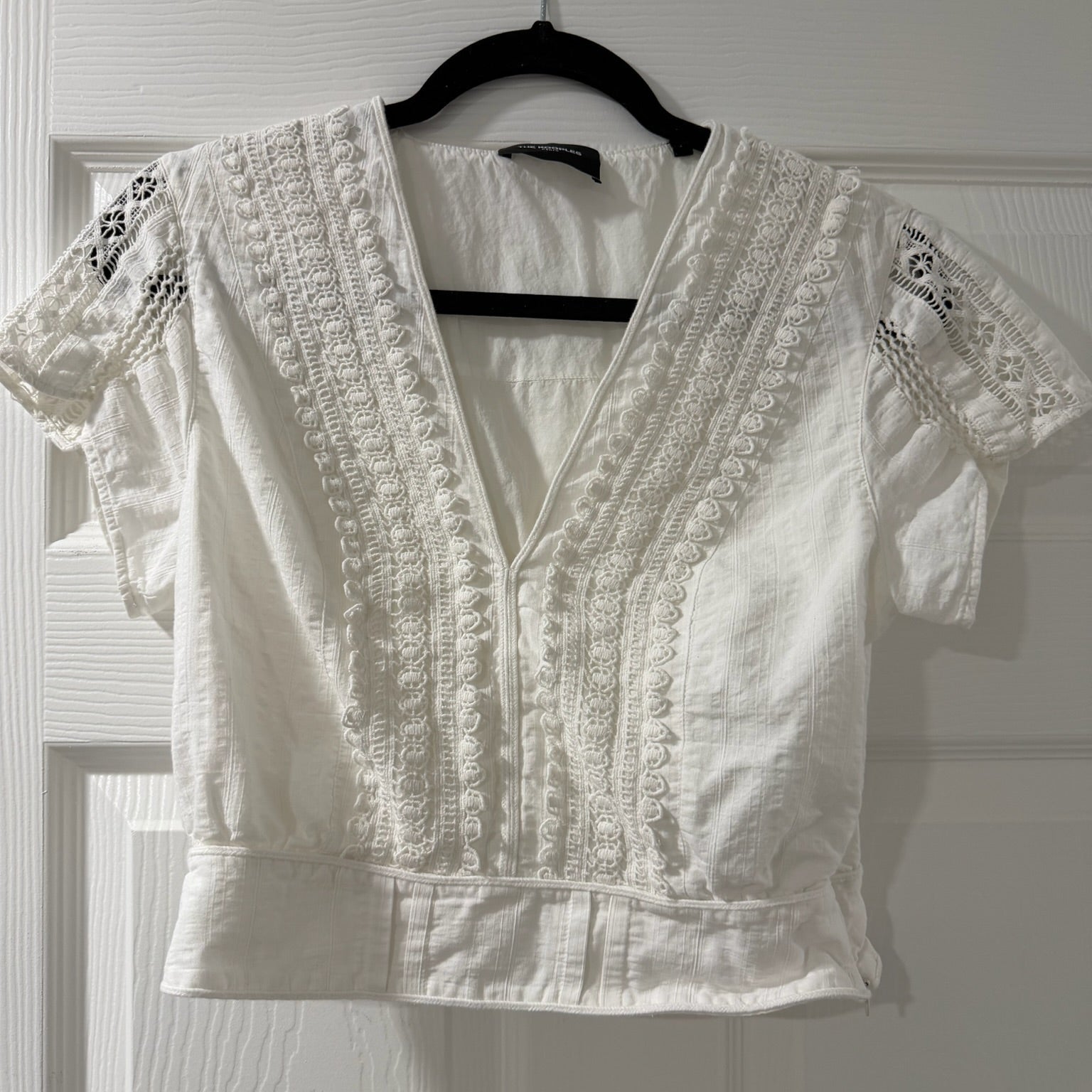 The Kooples White Lace Detail Blouse Size M