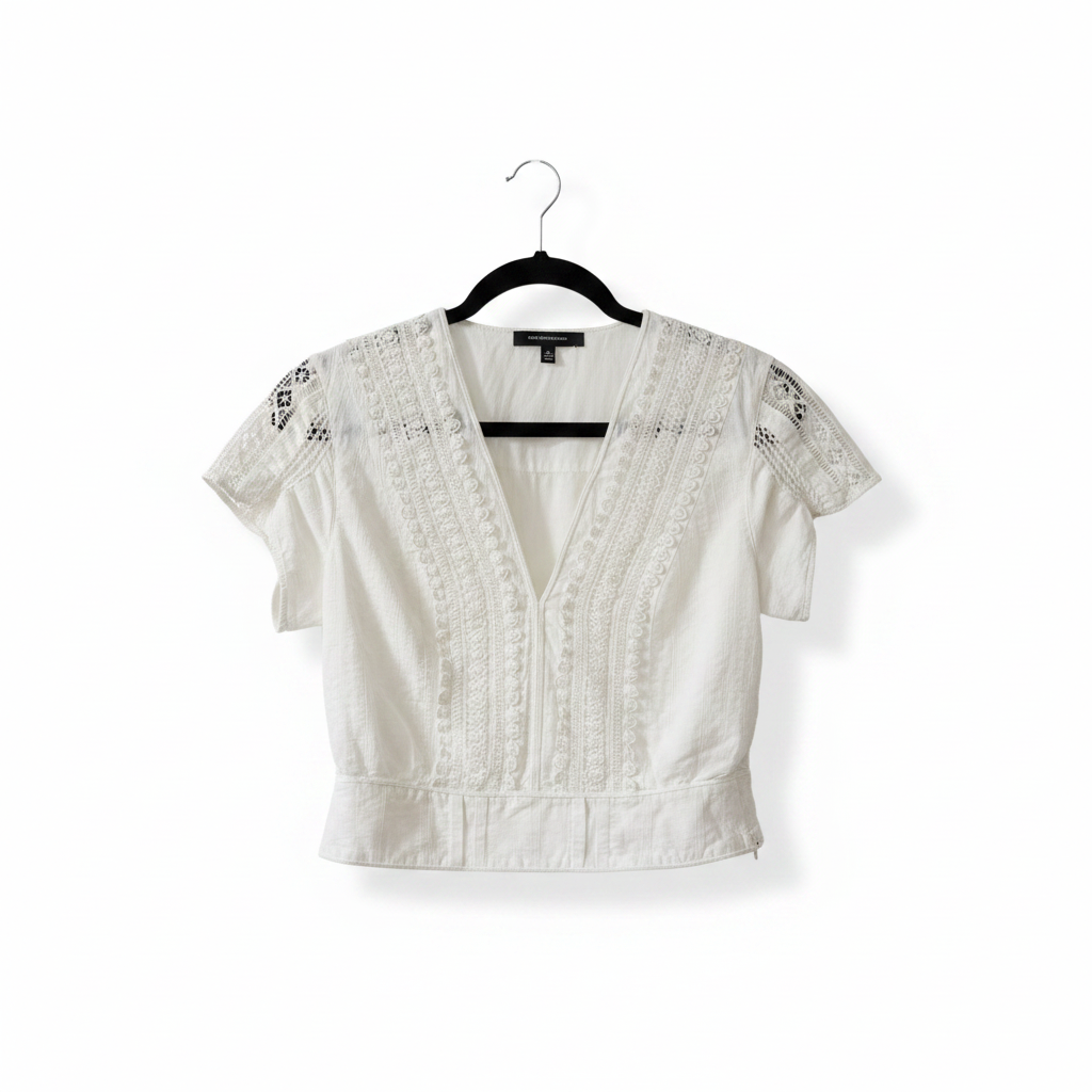 The Kooples White Lace Detail Blouse Size M