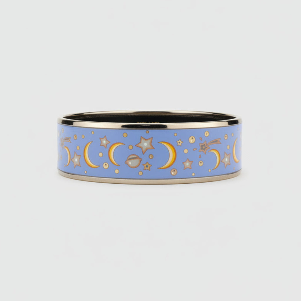 Hermes Enamel Wide Celestial Print Bangle