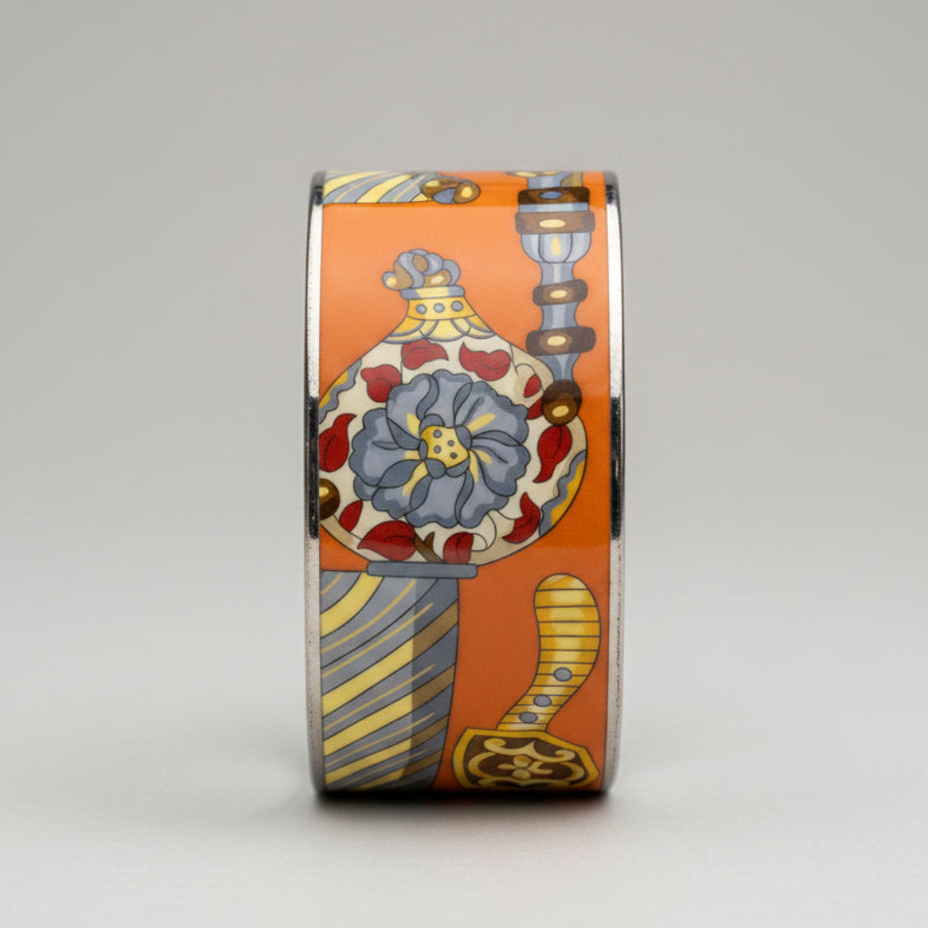 Hermes Enamel Printed Wide Bangle