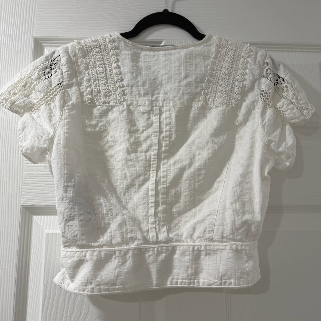 The Kooples White Lace Detail Blouse Size M