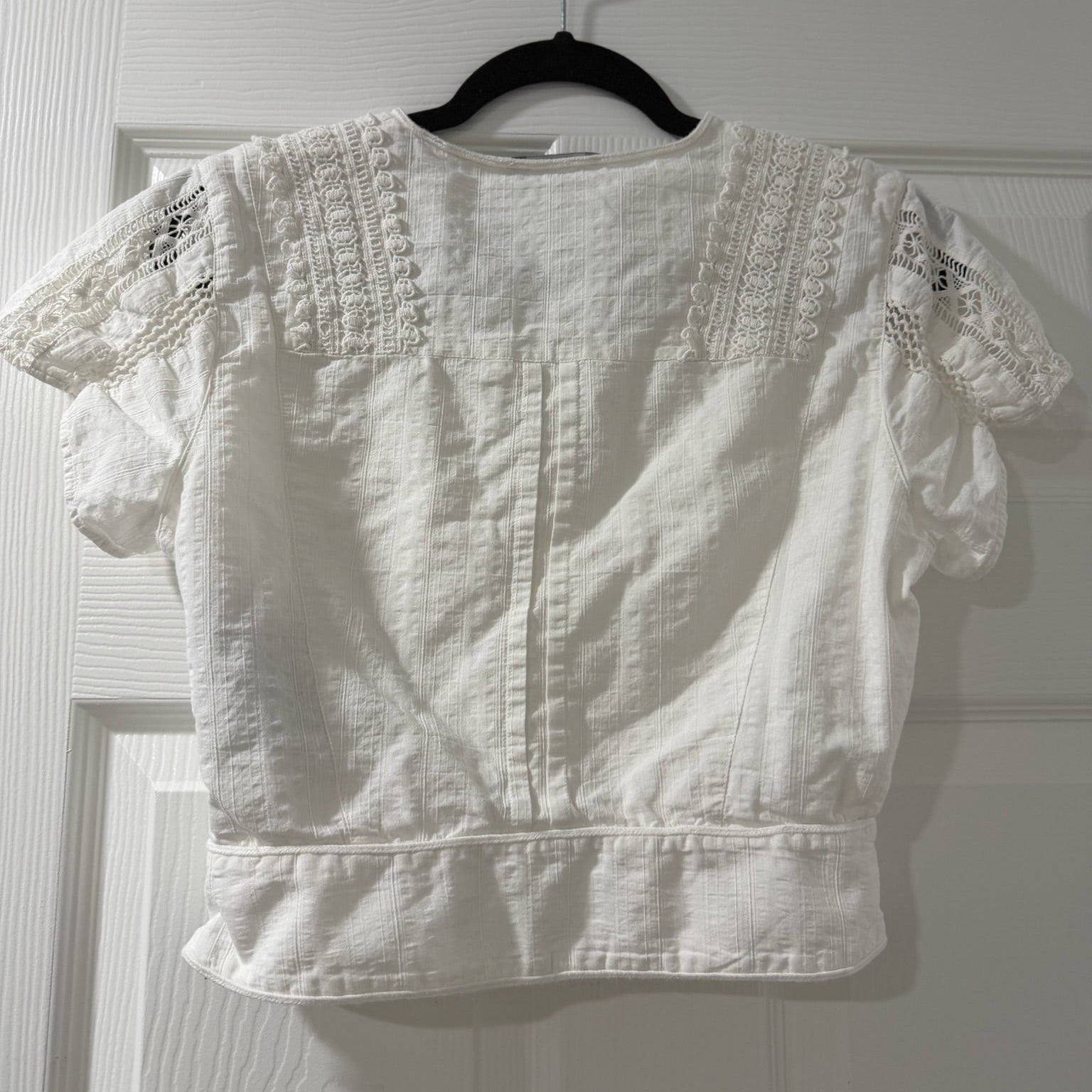 The Kooples White Lace Detail Blouse Size M