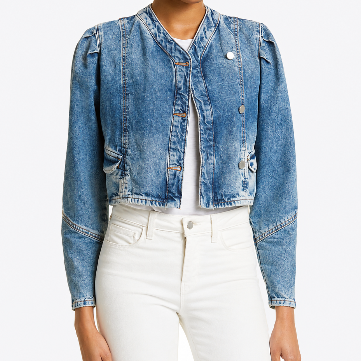 ba&sh Daisy Light Wash Denim Jacket Size S