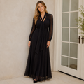 House of Lancry Black Swiss Dot Maxi Dress Size S | Women's Elegant Maxi Dress