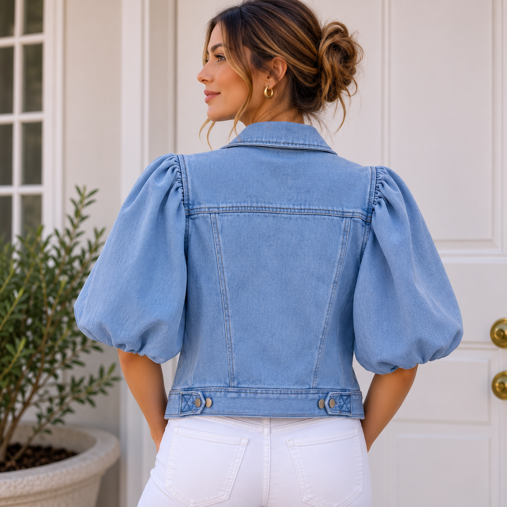 Liverpool Los Angeles Puff Sleeve Denim Jacket Size XS | Light Wash Cropped Jacket