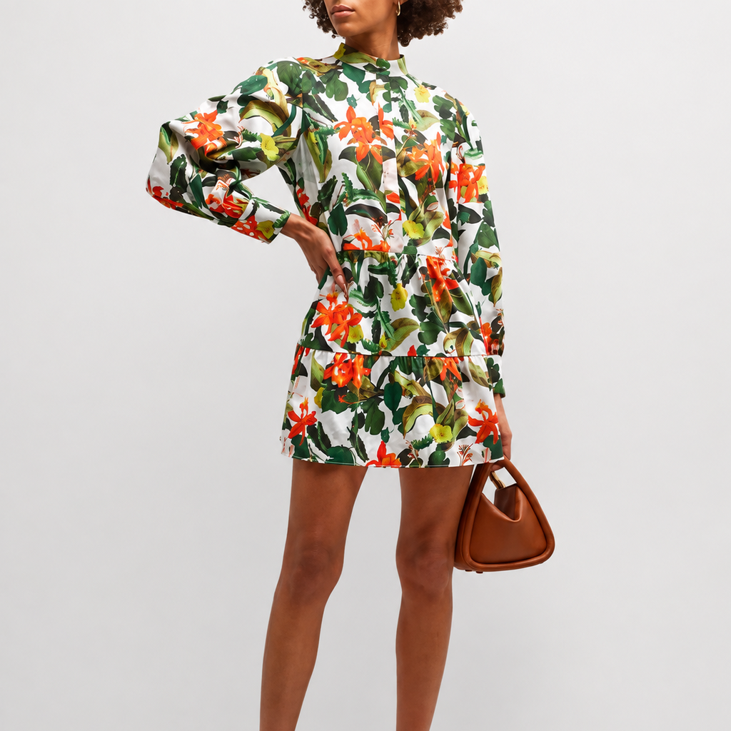 Alice & Olivia Floral Tiered Shirtdress Size M