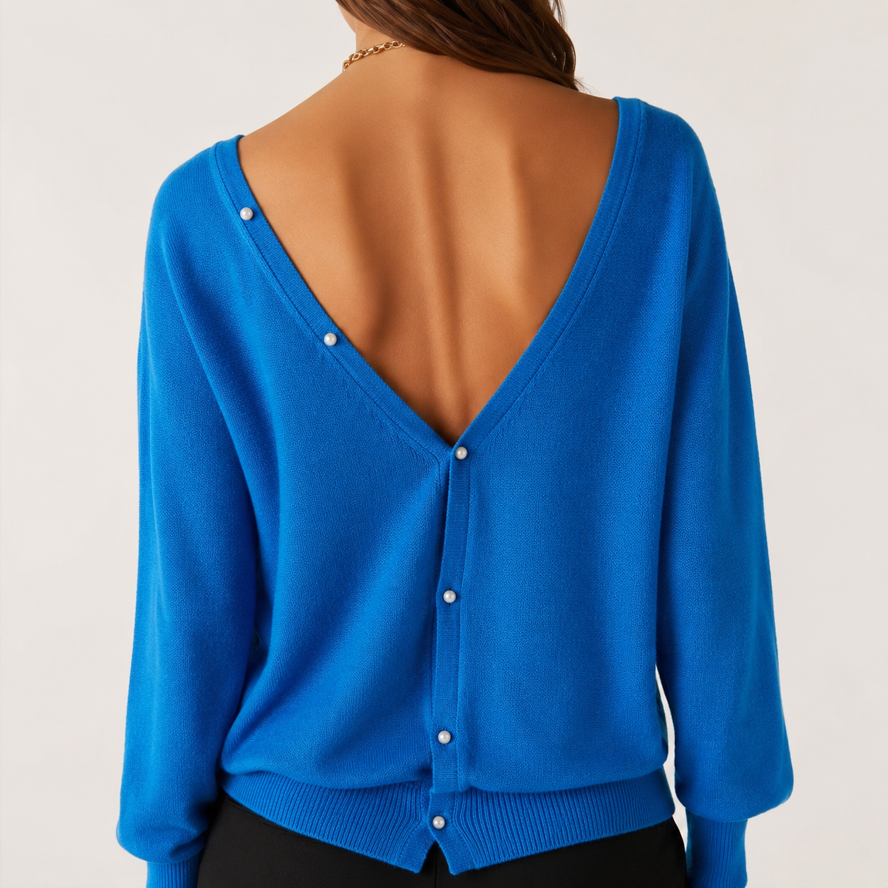 ba&sh Elsy V Neck Open Back Sweater in Bleu Electrique XS