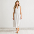 Frank & Eileen White Linen Sleeveless Dress Size Medium