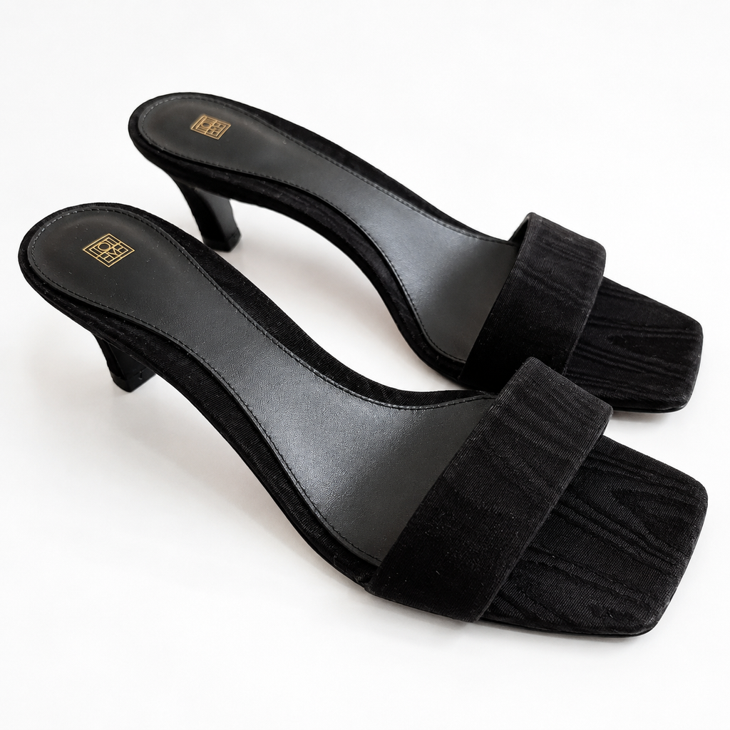 Toteme Moire Black Kitten Heel Mules Size 38 | Women's Designer Leather Mules