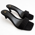 Toteme Moire Black Kitten Heel Mules Size 38 | Women's Designer Leather Mules