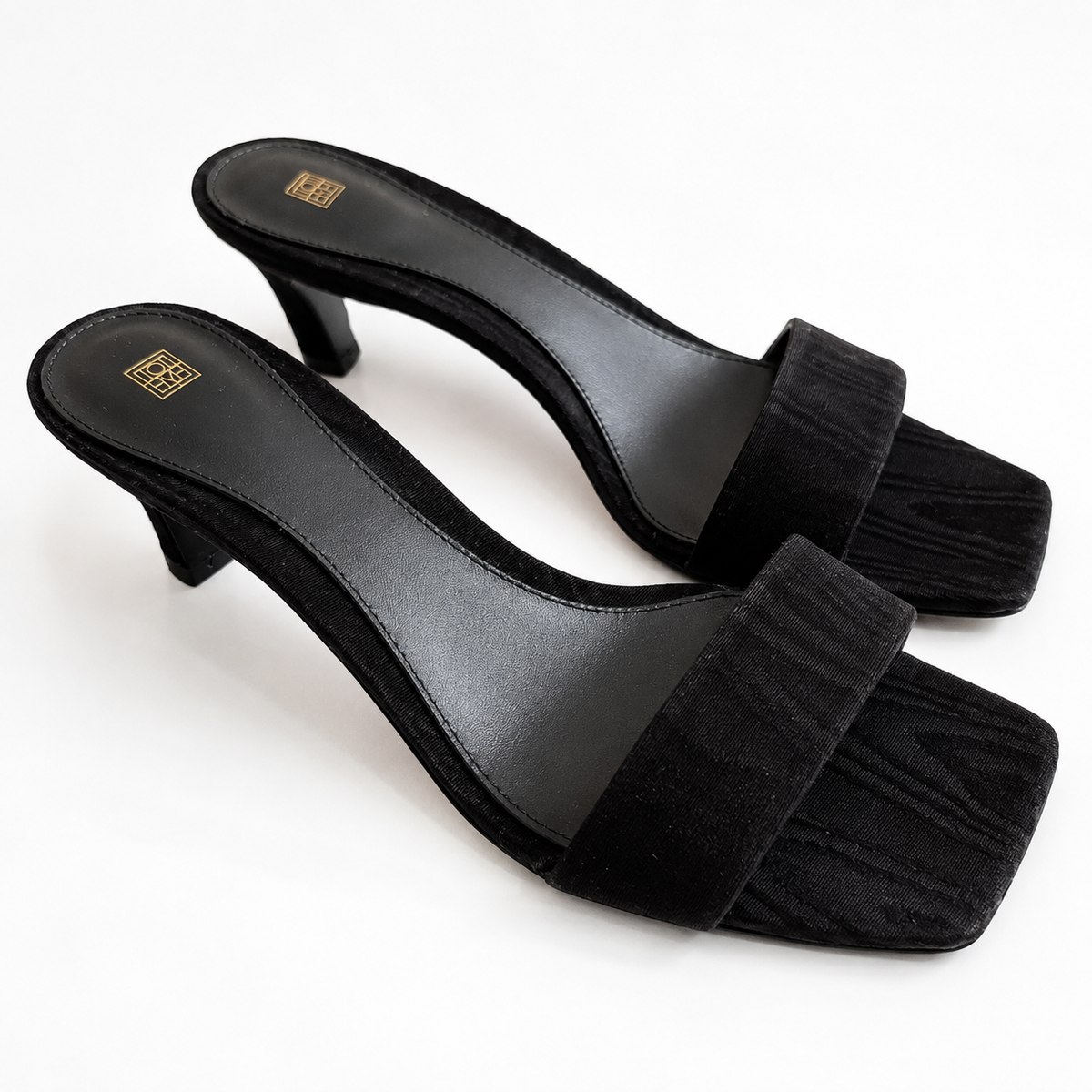 Toteme Moire Black Kitten Heel Mules Size 38 | Women's Designer Leather Mules