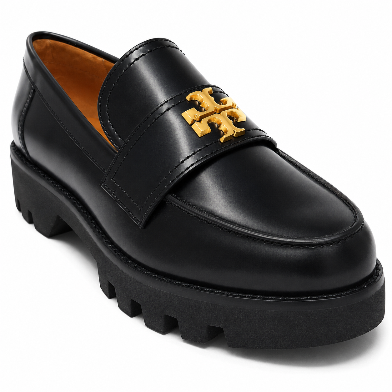Tory Burch Everly Black Lug Sole Loafers Size 7.5