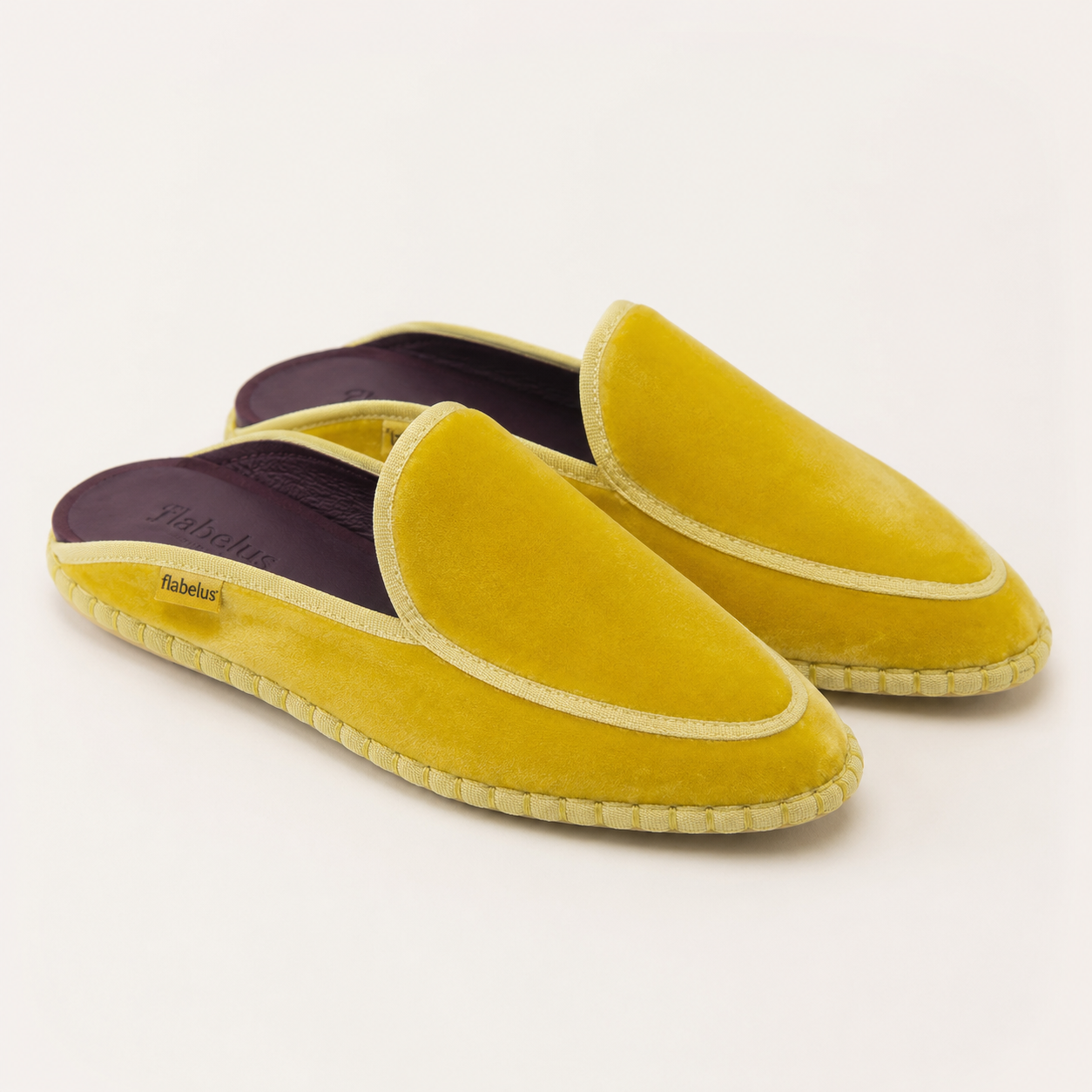 Flabelus Bruna Yellow Velvet Slippers Size 39 | Women's Mary Jane Flats