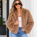 Olivaceous Brown Faux Fur Crop Jacket Size S