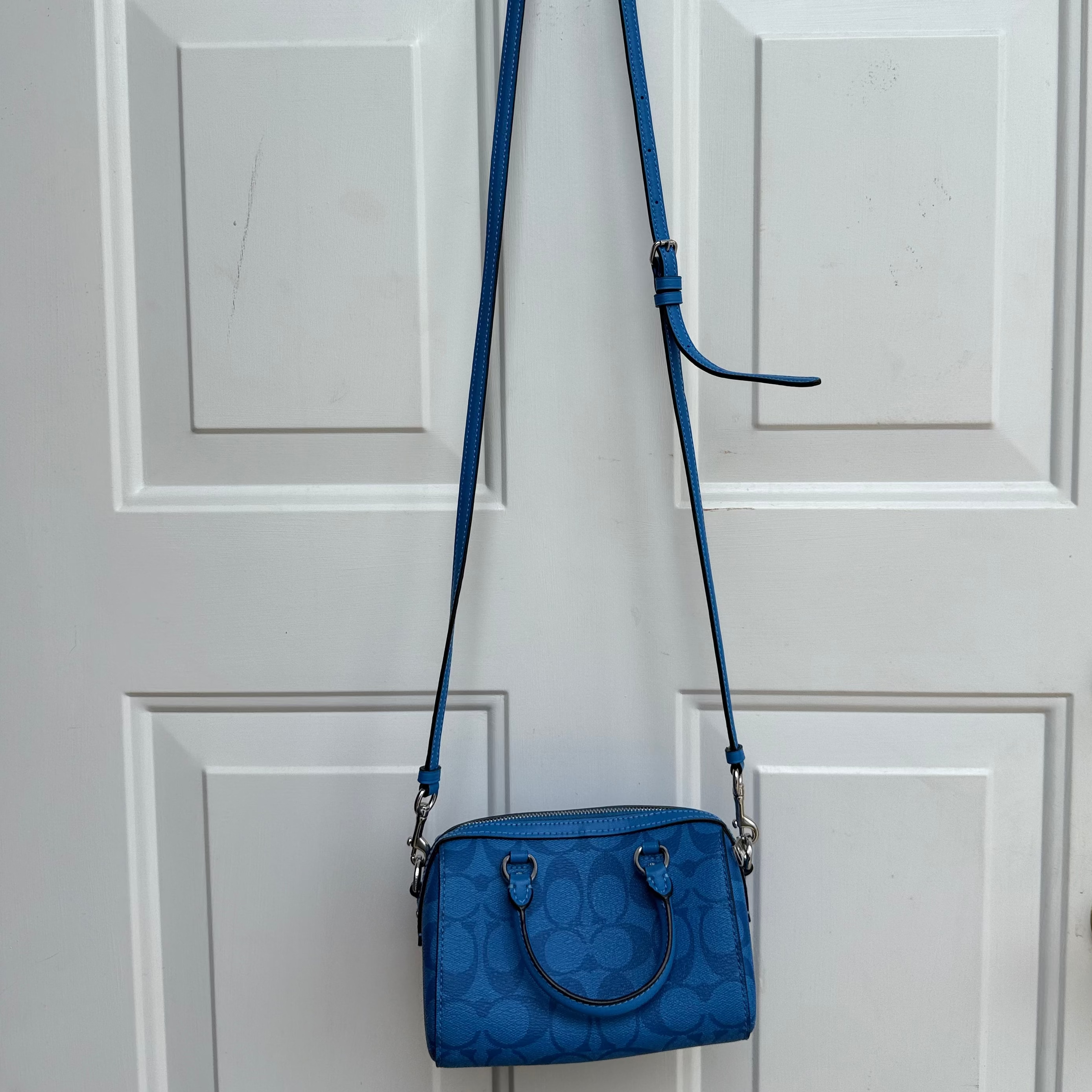 Coach Signature Blue Mini Rowan Satchel