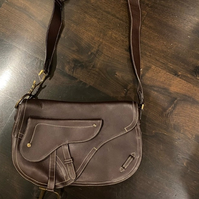 Dior Brown Leather Shoulder Bag