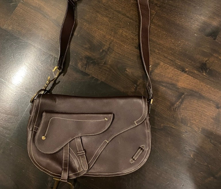 Dior Brown Leather Shoulder Bag