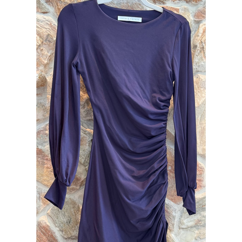 Susana  Monaco Purple Gathered Sleeve Dress - Small