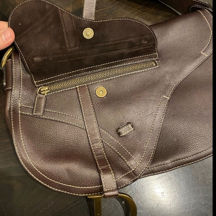 Dior Brown Leather Shoulder Bag