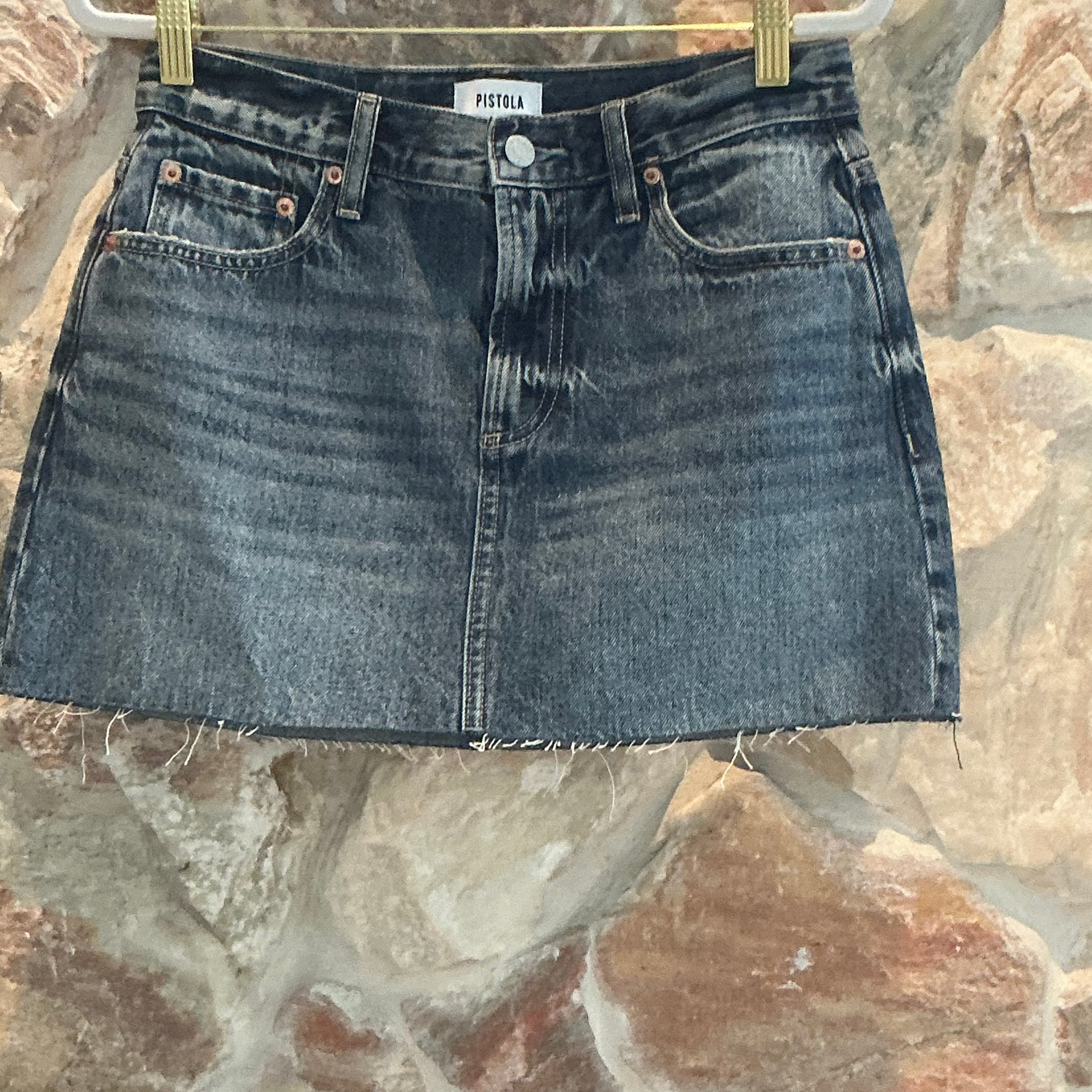 Pistola Daisy Low Slung Mini Skirt Denim Wash Size 25 NWT