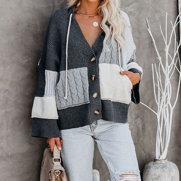 VICI Thrilled To Pieces Pocketed Hooded Knit Jacket Small