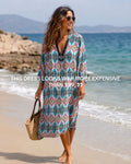 120% Lino Aztec Print Midi Dress Size 48