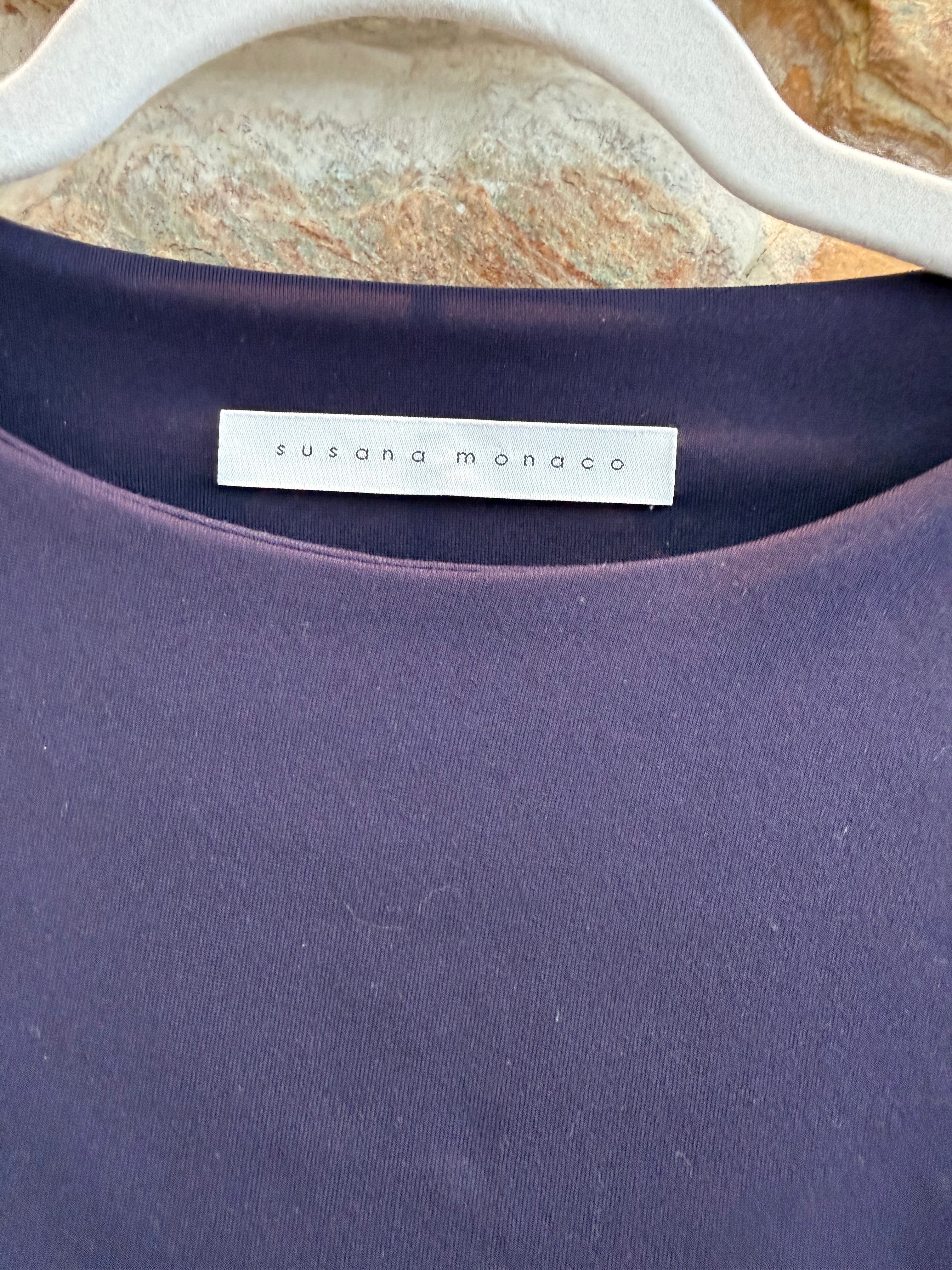 Susan Monaco Purple Gathered Sleeve Dress - Small