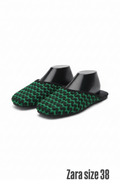Zara Woven Green & Black Mules Size 38