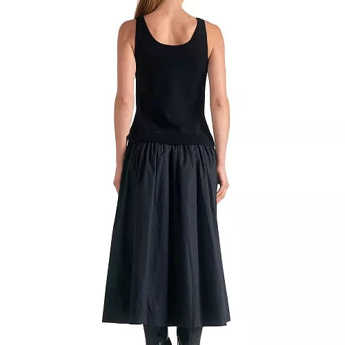 Elan Women's Mixed-Media Scoop-Neck Midi Sweater Dress Size Small