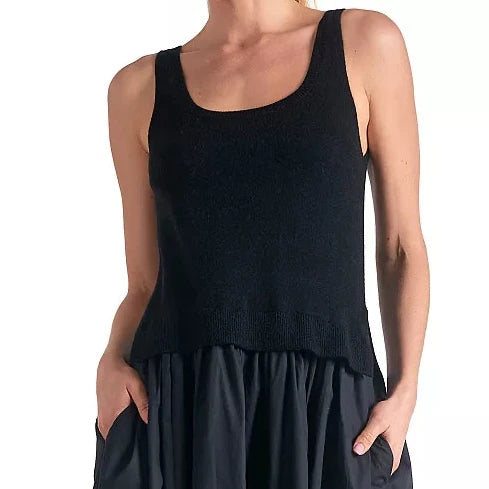 Elan Women's Mixed-Media Scoop-Neck Midi Sweater Dress Size Small