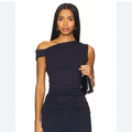 Susana Monaco Draped Midnight Blue Top Size Small