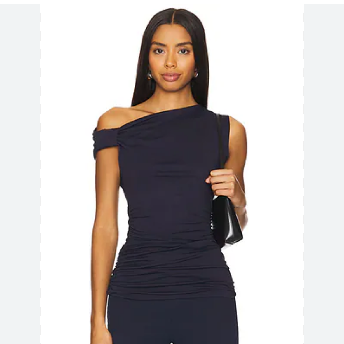 Susana Monaco Draped Midnight Blue Top Size Small
