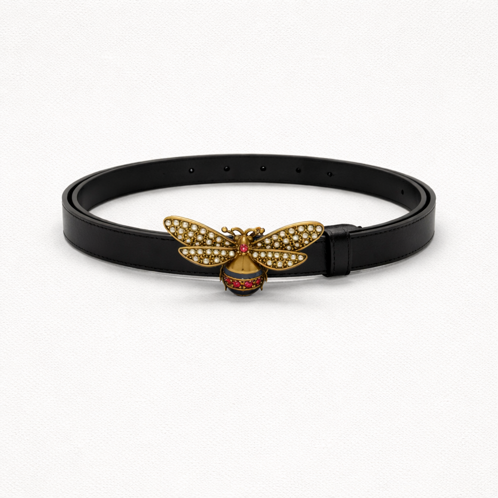 Gucci Pearl Bee Buckle Belt Size 80 (32)