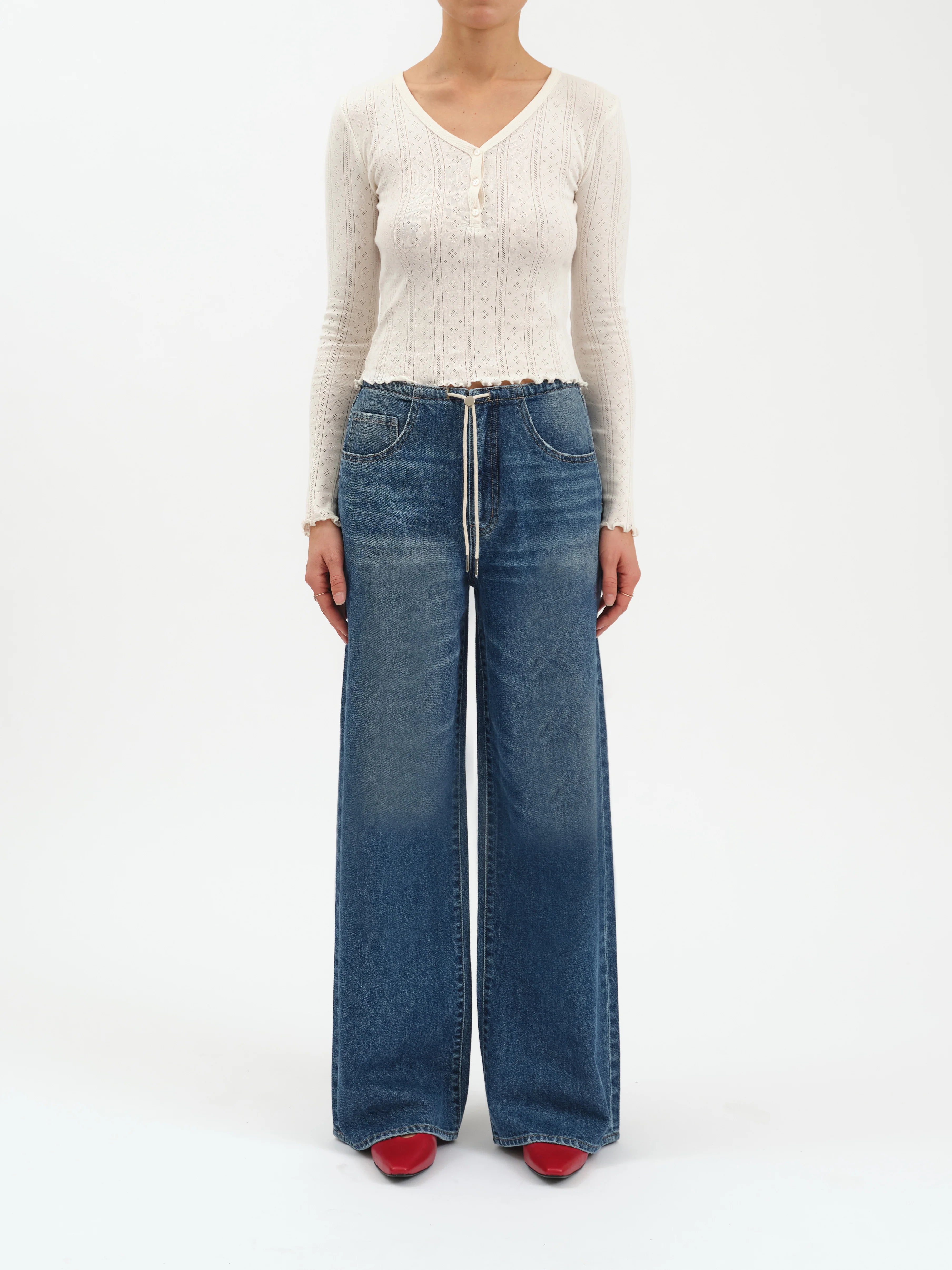 Daze MADISON MID RISE WIDE LEG IN VINTAGE BLUE Size 23