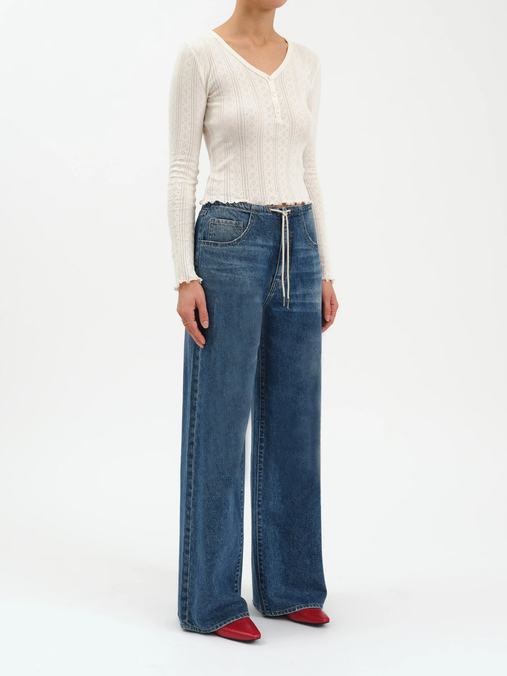Daze MADISON MID RISE WIDE LEG IN VINTAGE BLUE Size 23