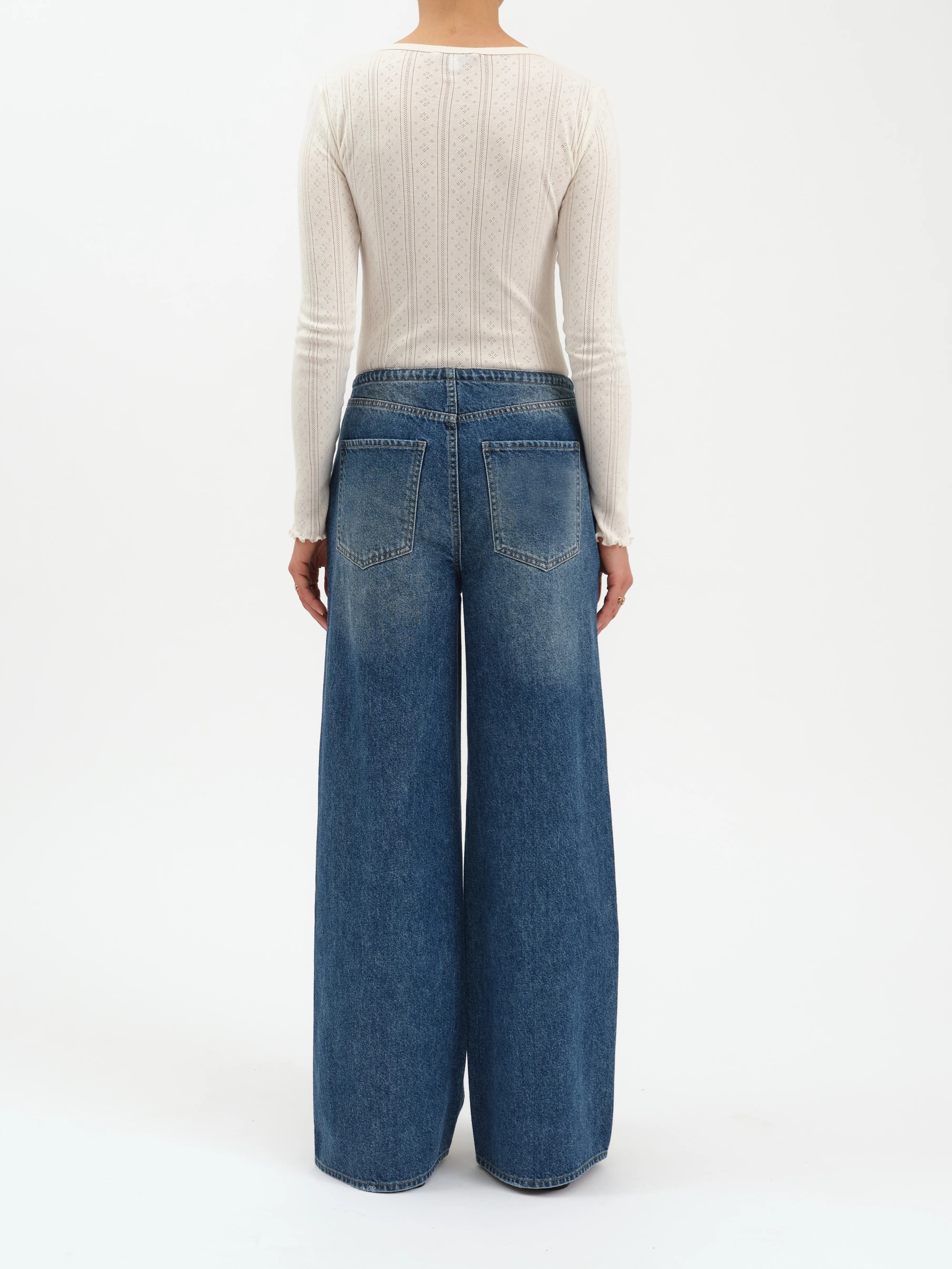 Daze MADISON MID RISE WIDE LEG IN VINTAGE BLUE Size 23