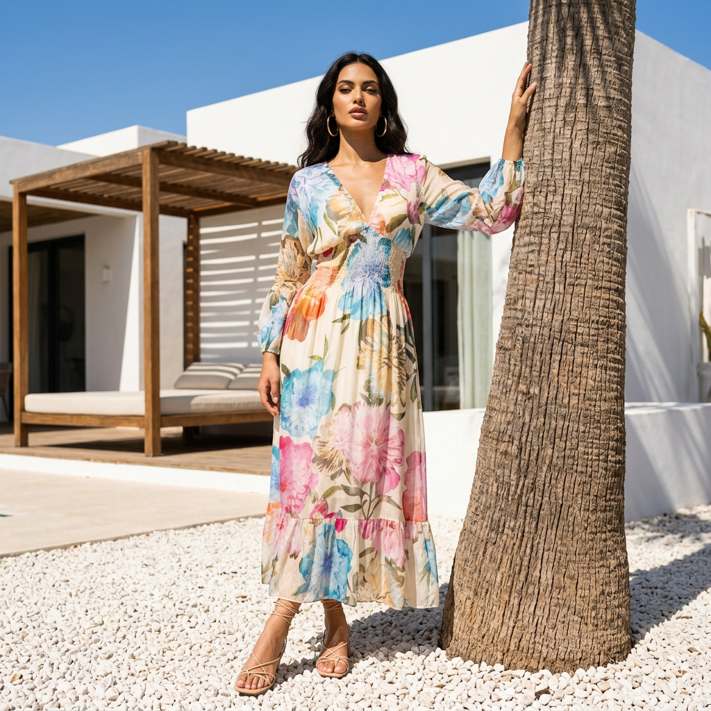 NT by Amati Floral Viscose Silk Maxi Dress One Size