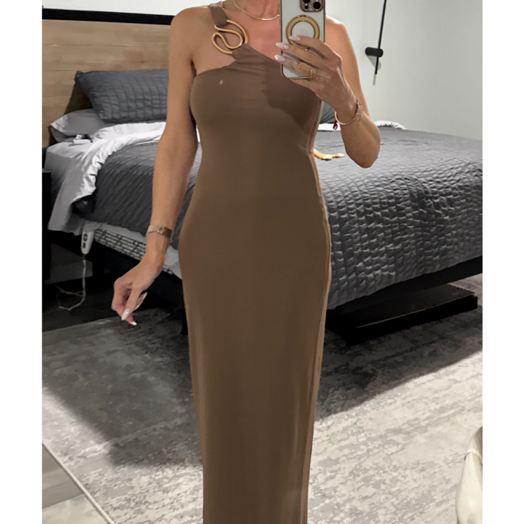 Cult Gaia CHANI One-Shoulder Hardware Midi Dress Size XS