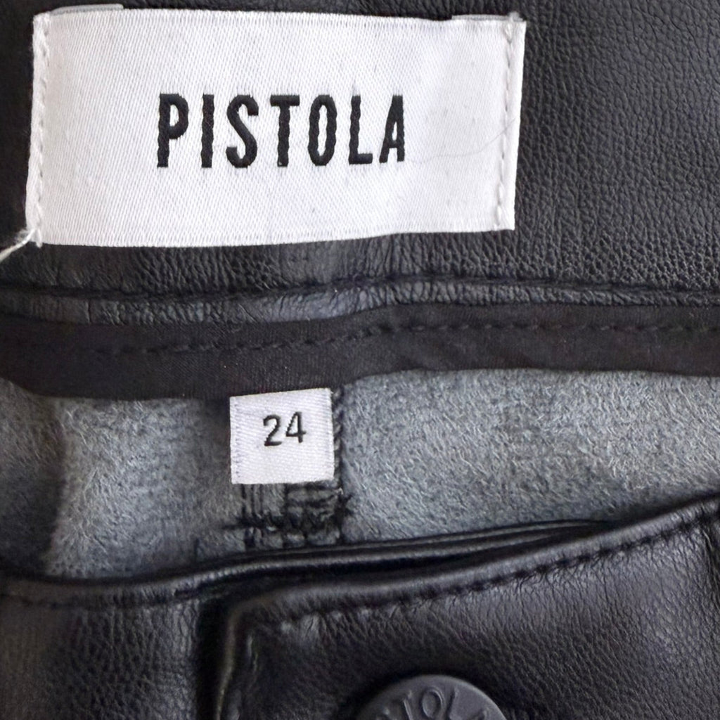 Pistola Black Faux Leather Pants Size 24