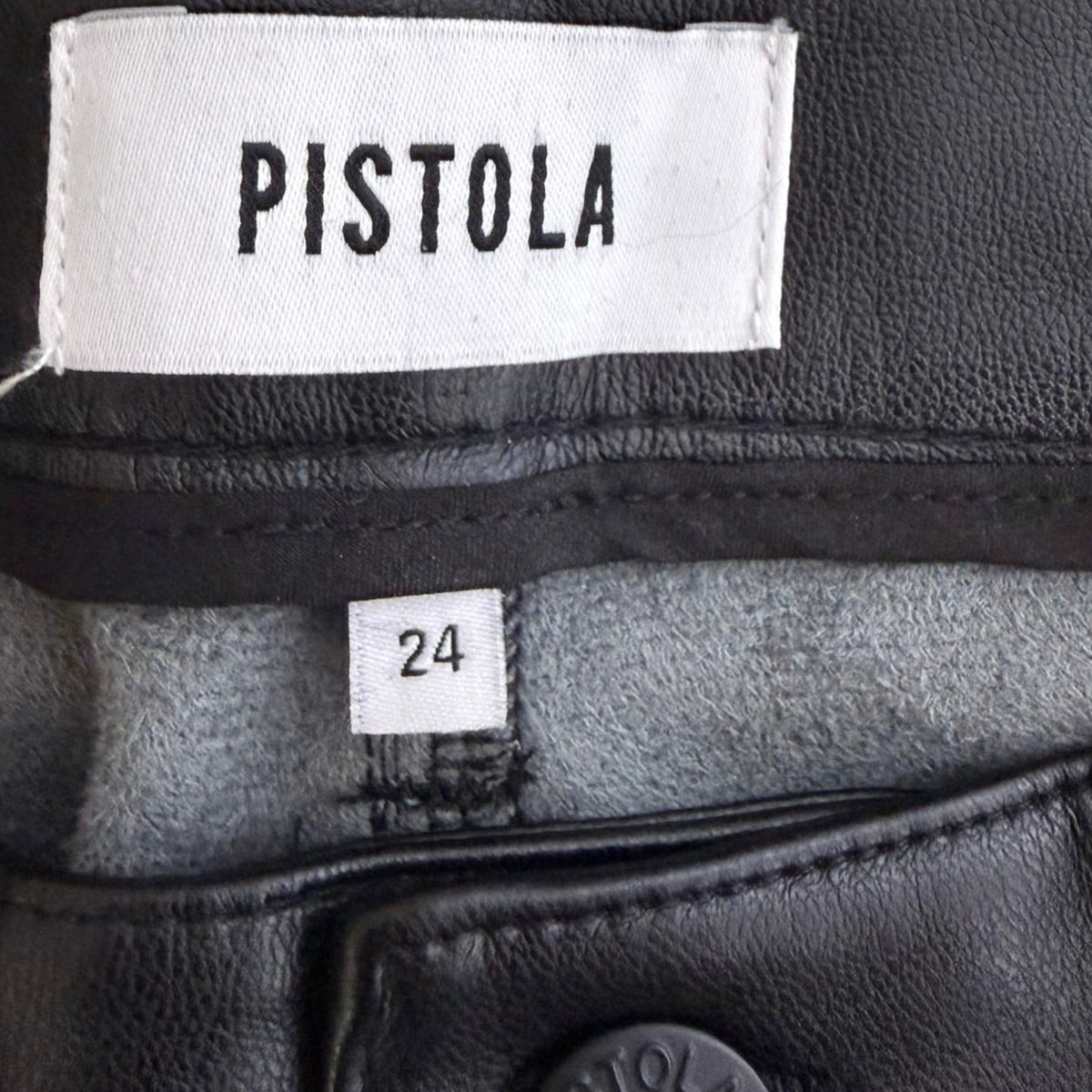 Pistola Black Faux Leather Pants Size 24