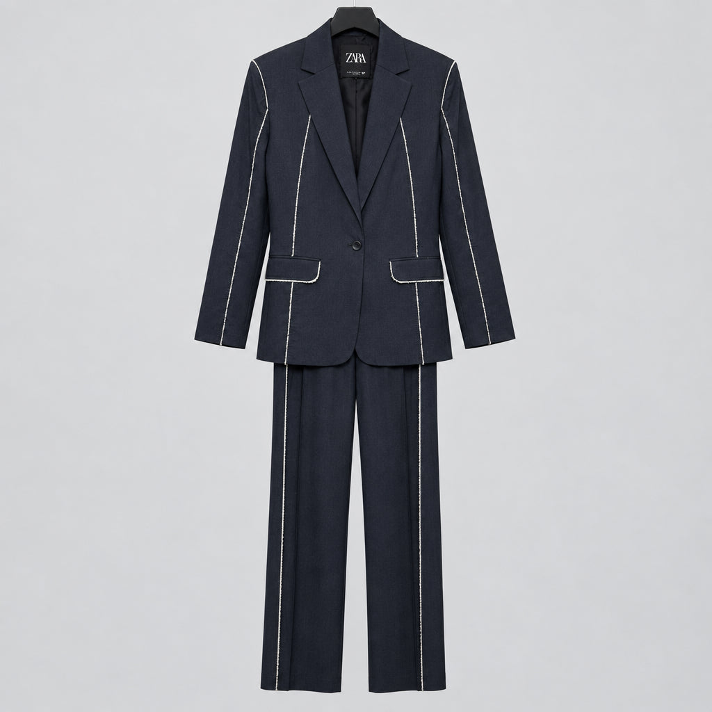 Zara Contrast Stitch Suit Set Size XS
