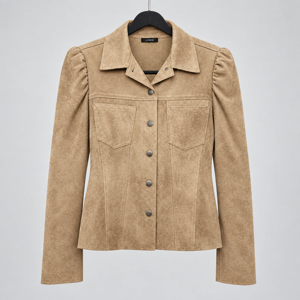 Drew Faux Tan Suede Button Up Jacket Size M
