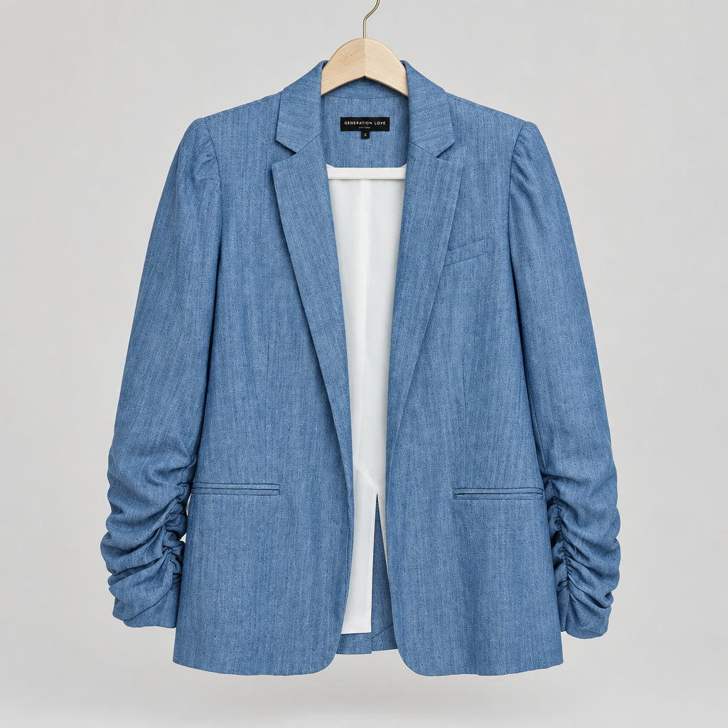 Generation Love Tencel Ruched Sleeve Blazer Size M